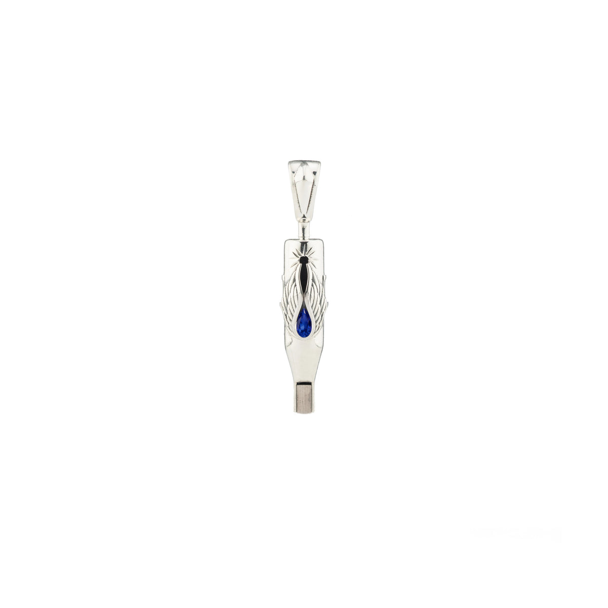 Tiny Wings Birthstone Tattoo Pendant Magnum - Teardrop Gem Silver