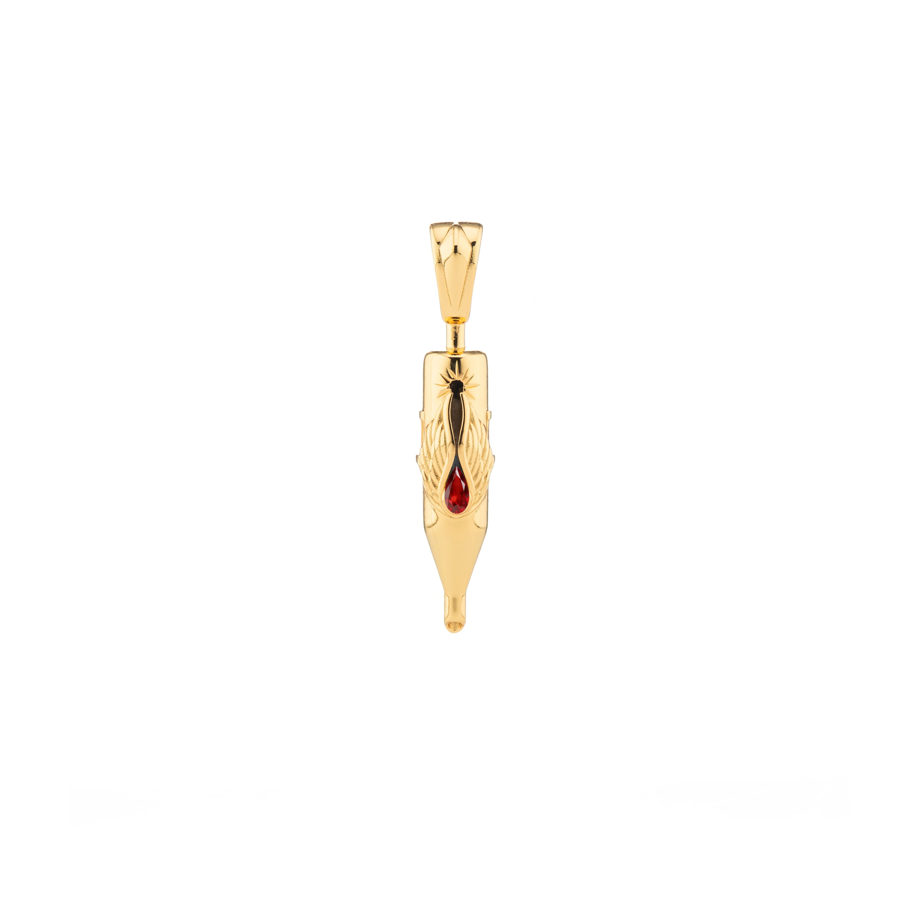 Tiny Wings Birthstone Tattoo Pendant Round Liner - Teardrop Gem Gold Plated
