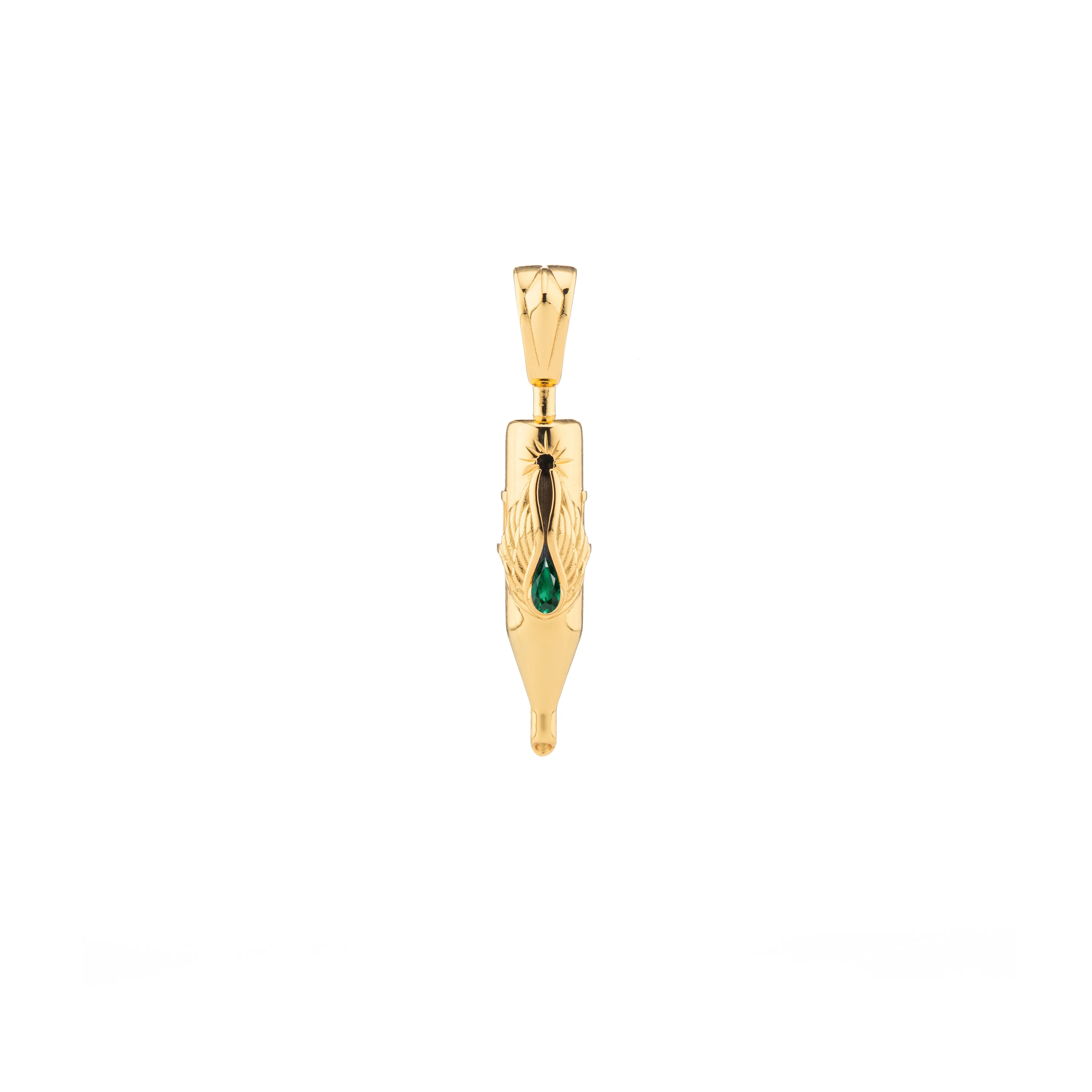 Tiny Wings Birthstone Tattoo Pendant Round Liner - Teardrop Gem Gold Plated