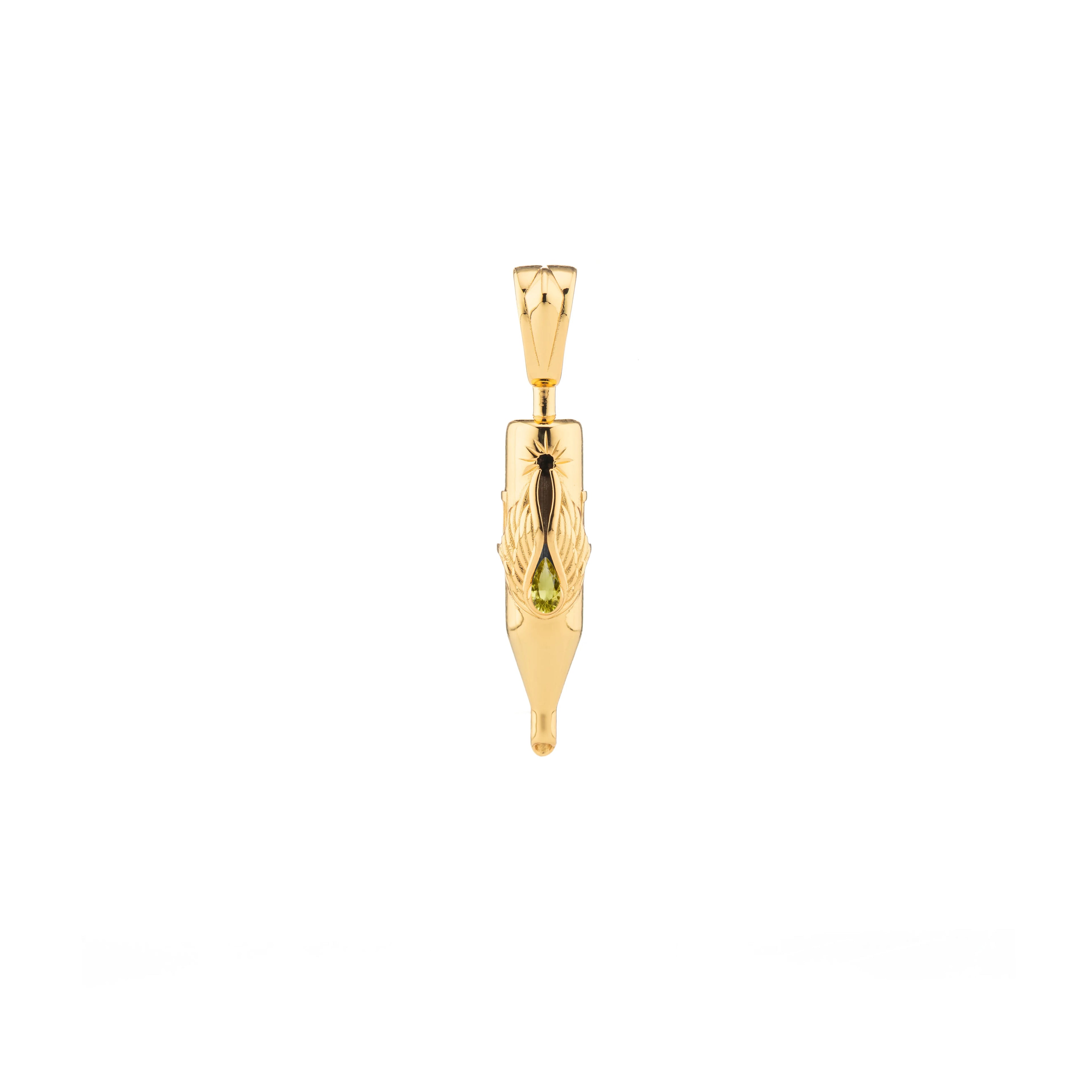 Tiny Wings Birthstone Tattoo Pendant Round Liner - Teardrop Gem Gold Plated