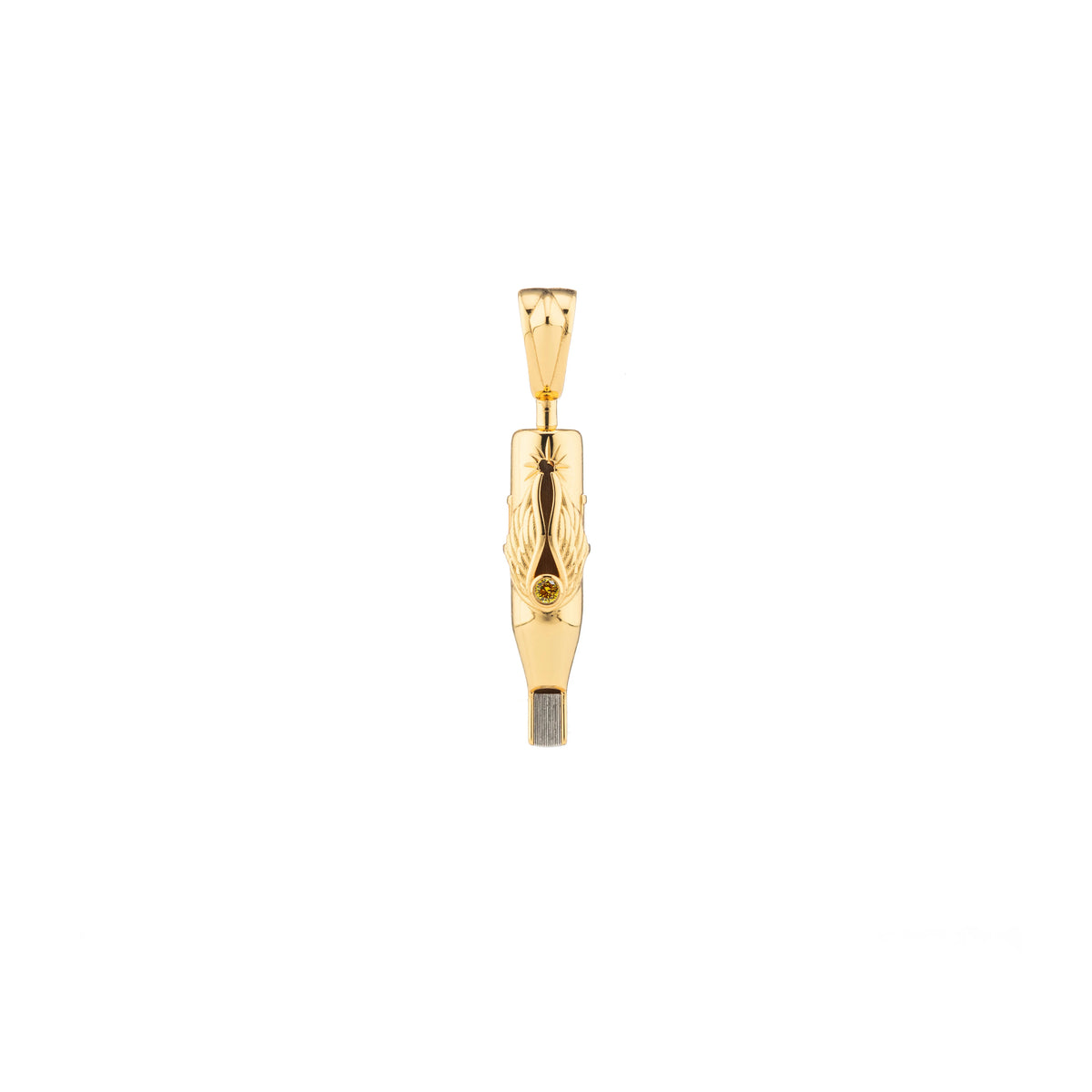 Tiny Wings Birthstone Tattoo Pendant Magnum - Round Gem Gold Plated