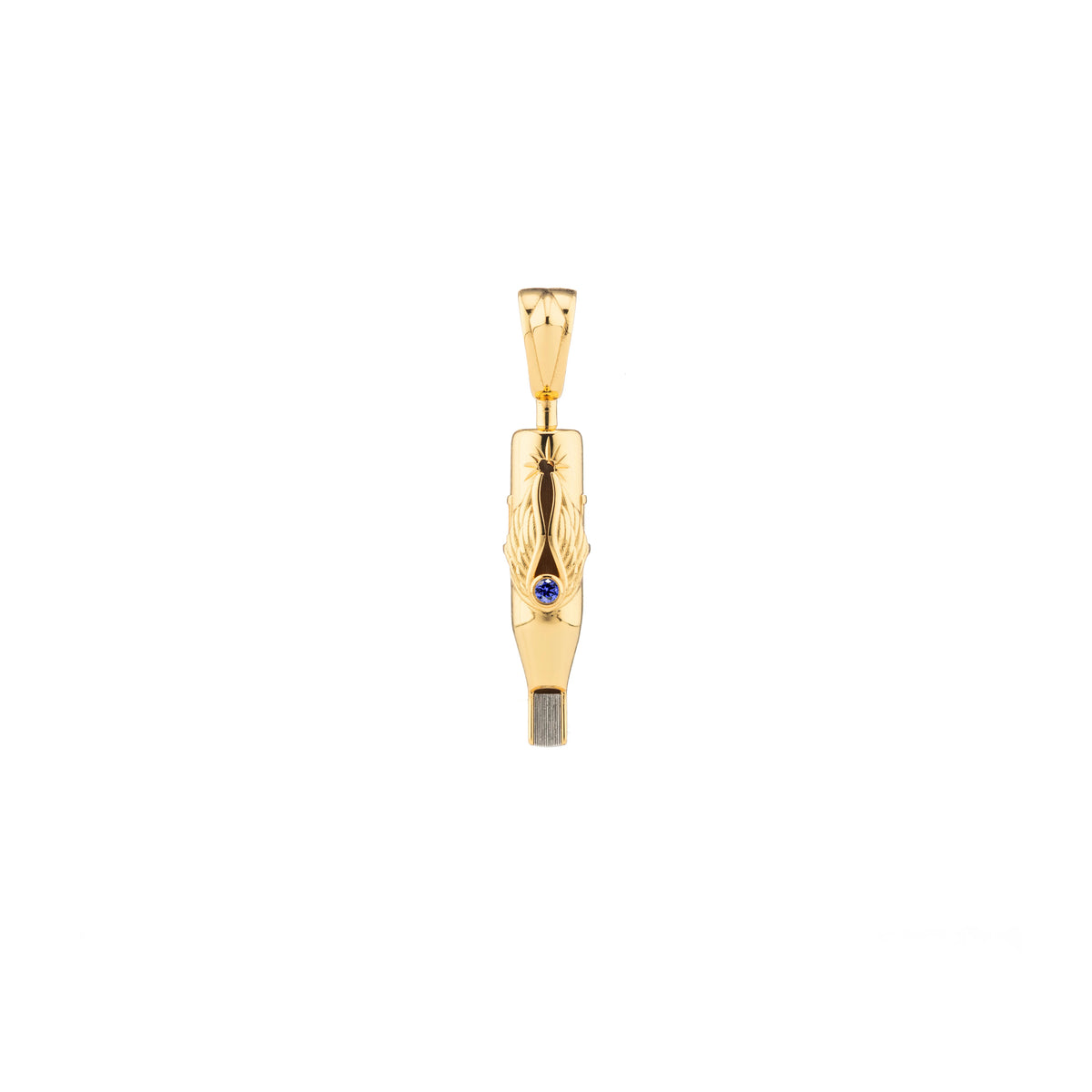 Tiny Wings Birthstone Tattoo Pendant Magnum - Round Gem Gold Plated