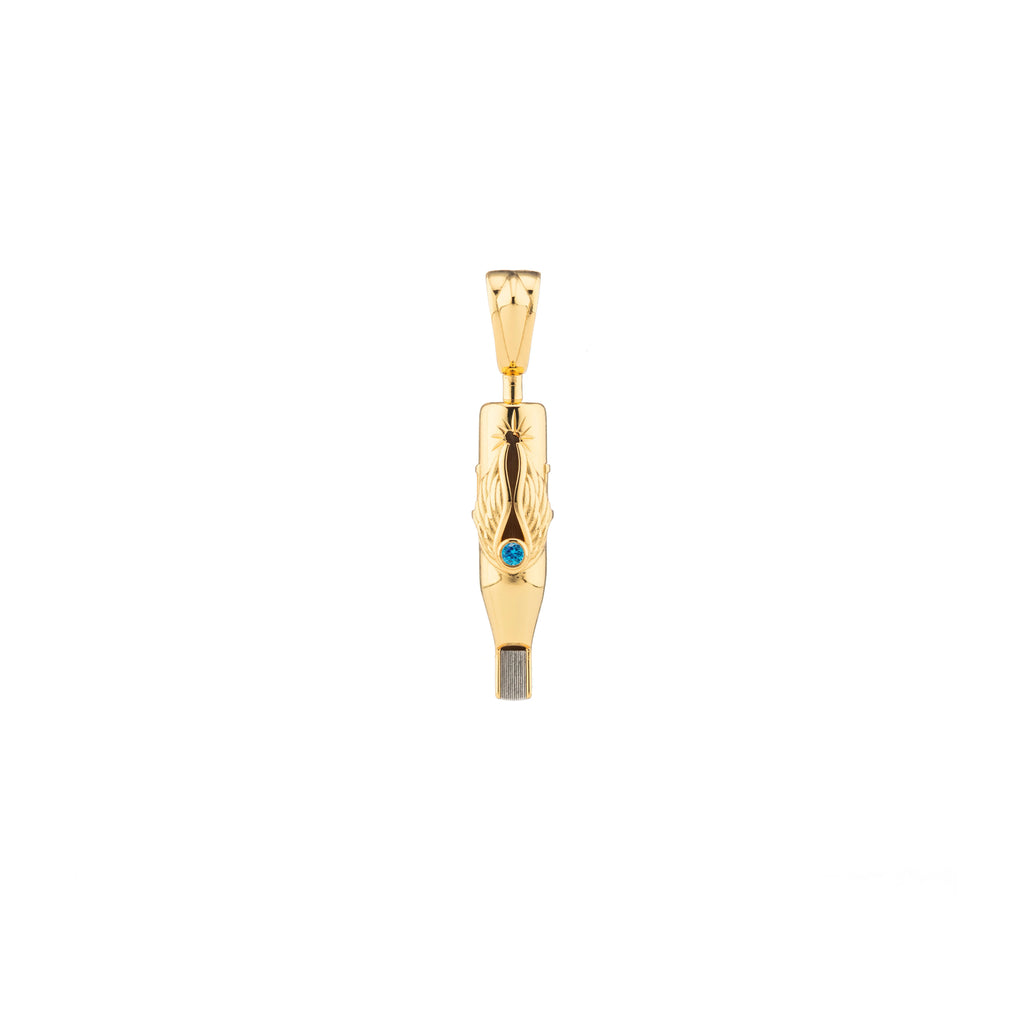 Tiny Wings Birthstone Tattoo Pendant Magnum - Round Gem Gold Plated