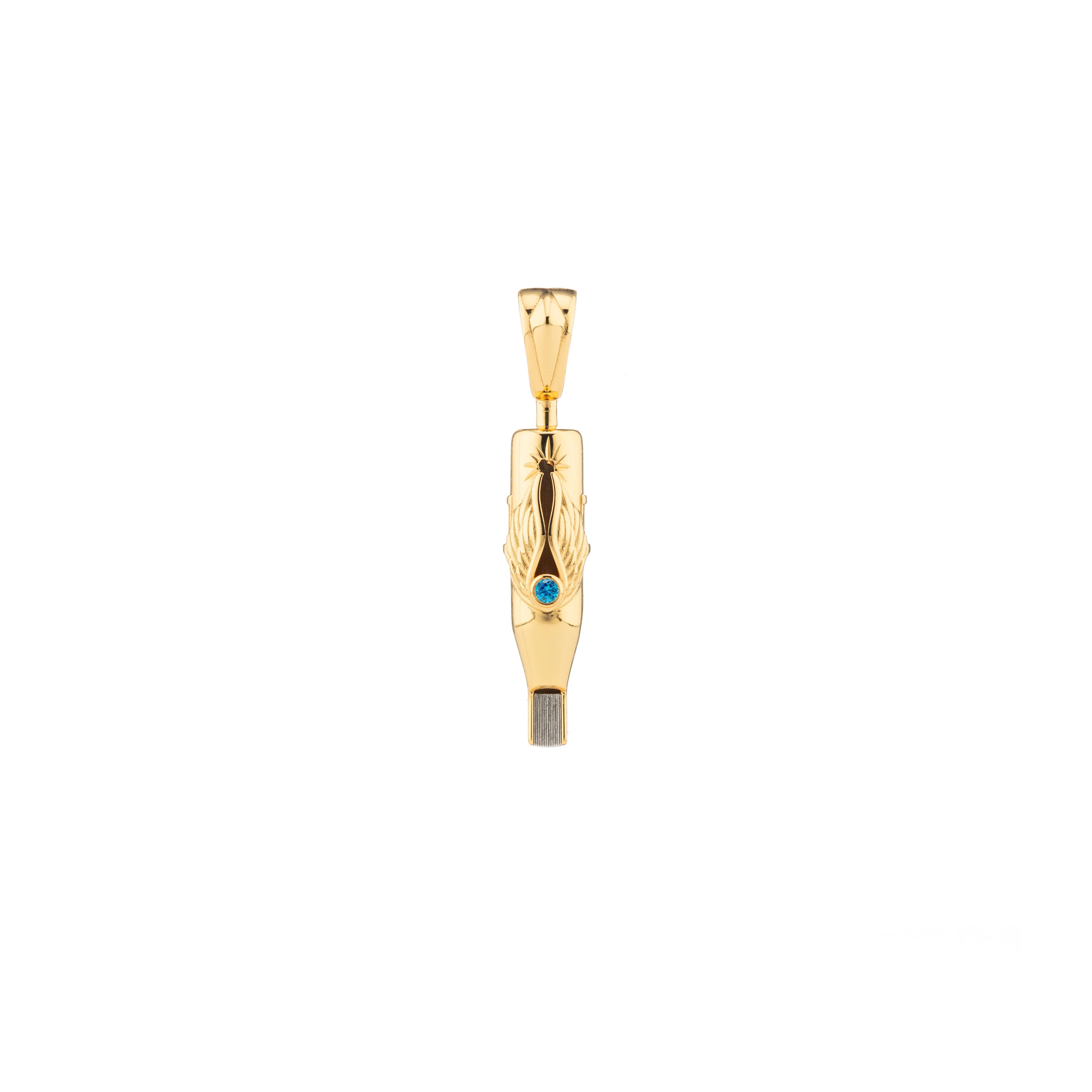Tiny Wings Birthstone Tattoo Pendant Magnum - Round Gem Gold Plated