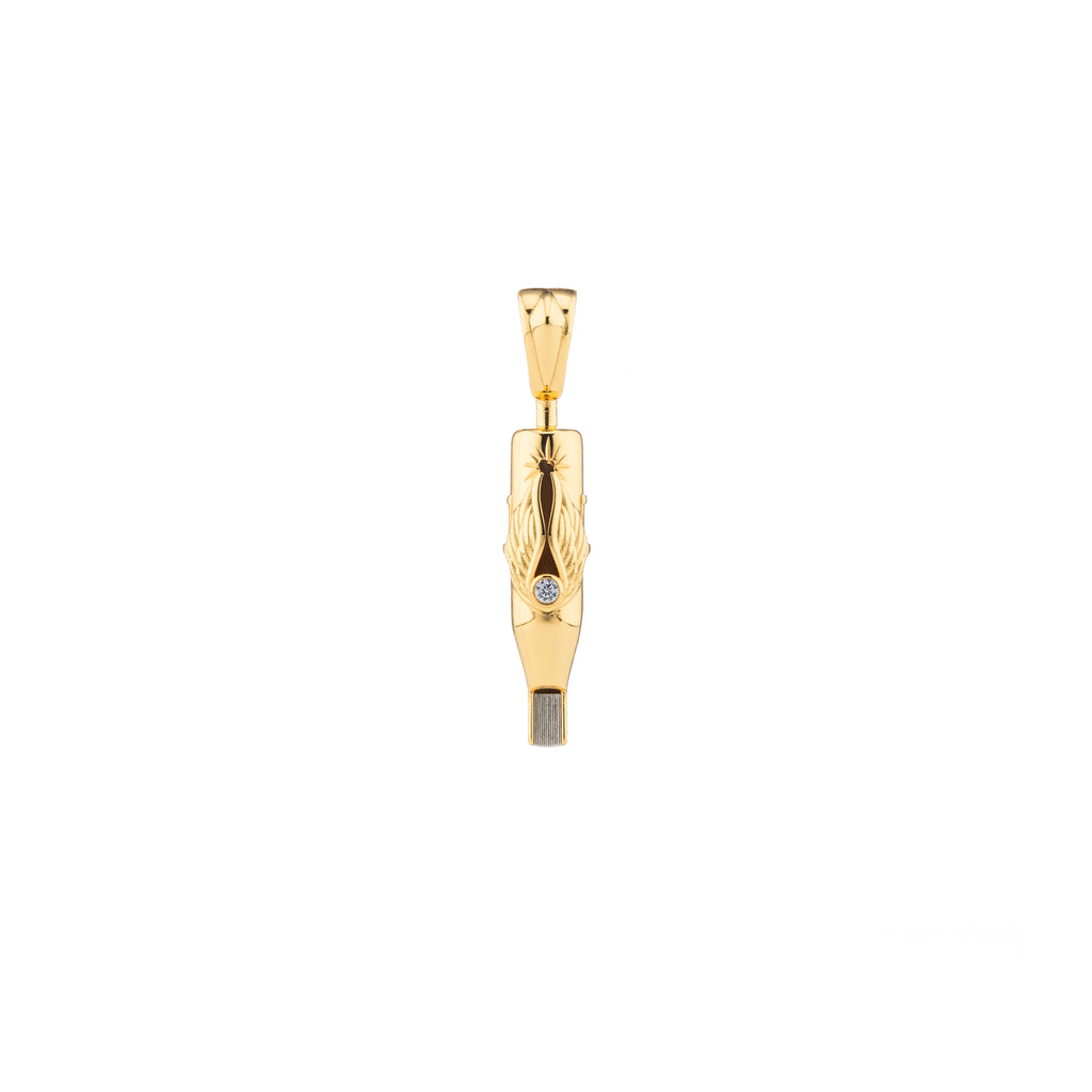 Tiny Wings Birthstone Tattoo Pendant Magnum - Round Gem Gold Plated