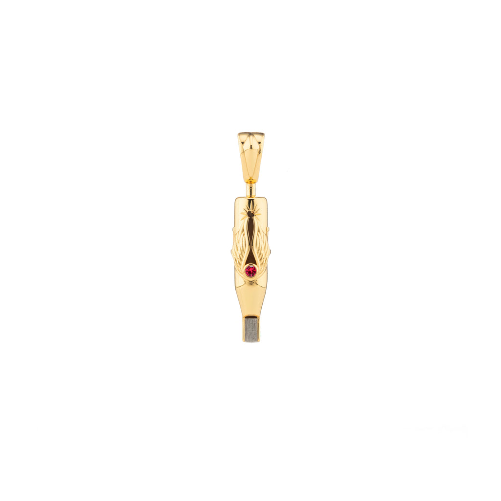 Tiny Wings Birthstone Tattoo Pendant Magnum - Round Gem Gold Plated