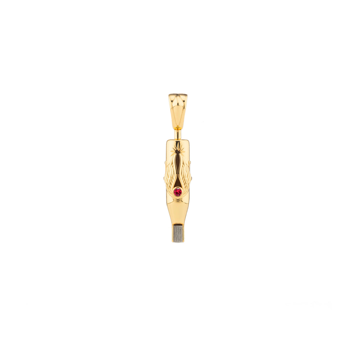 Tiny Wings Birthstone Tattoo Pendant Magnum - Round Gem Gold Plated