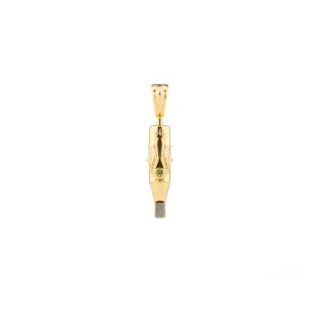 Tiny Wings Birthstone Tattoo Pendant Magnum - Round Gem Gold Plated