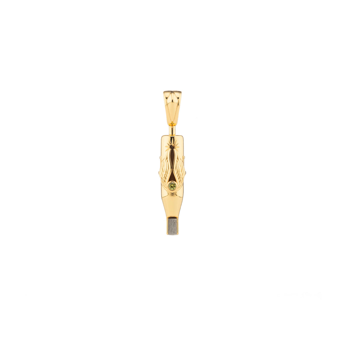 Tiny Wings Birthstone Tattoo Pendant Magnum - Round Gem Gold Plated
