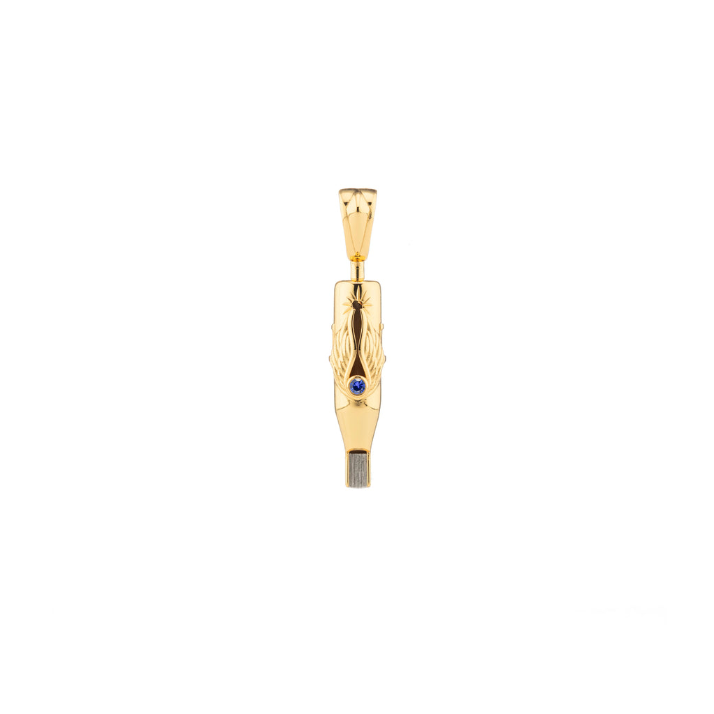 Tiny Wings Birthstone Tattoo Pendant Magnum - Round Gem Gold Plated