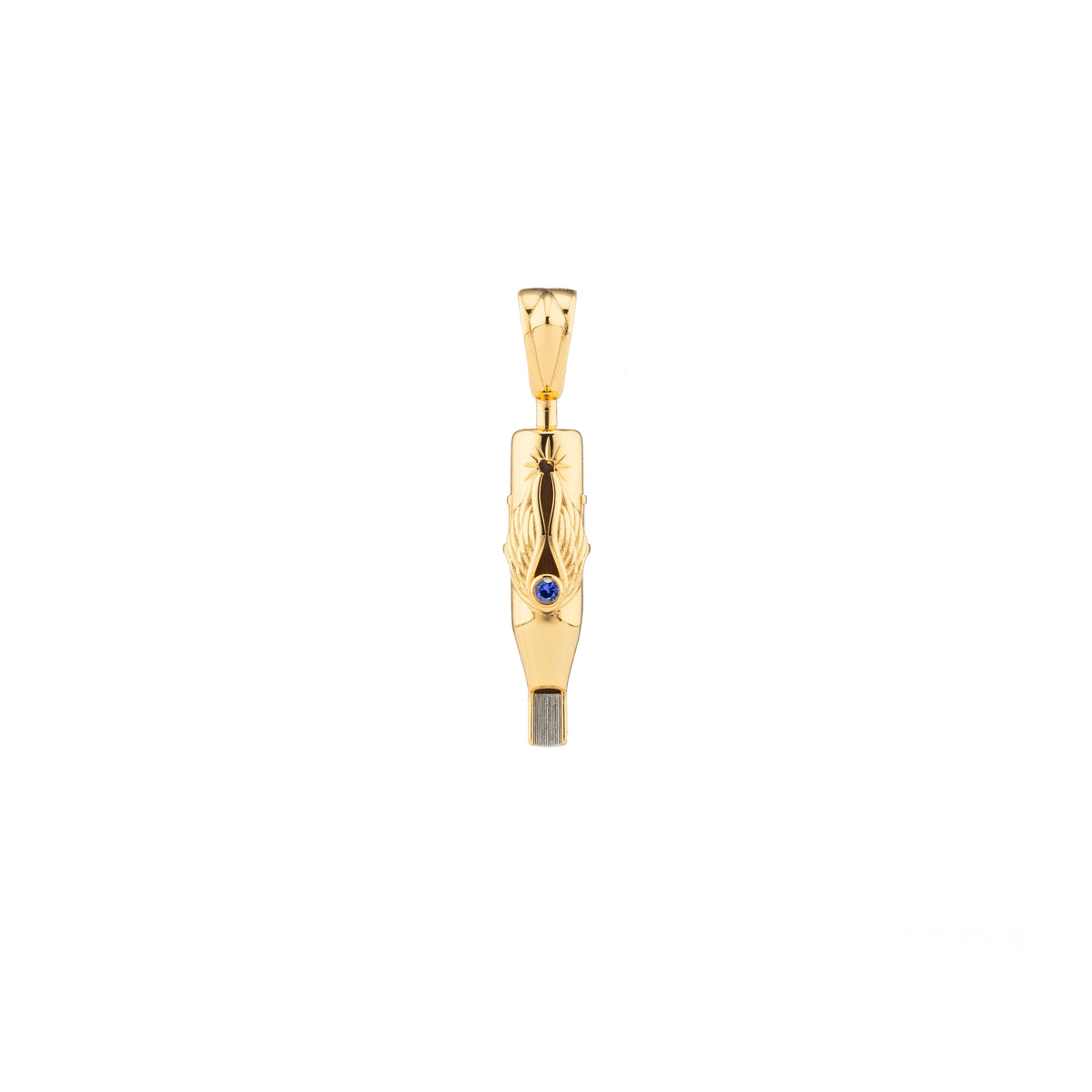 Tiny Wings Birthstone Tattoo Pendant Magnum - Round Gem Gold Plated
