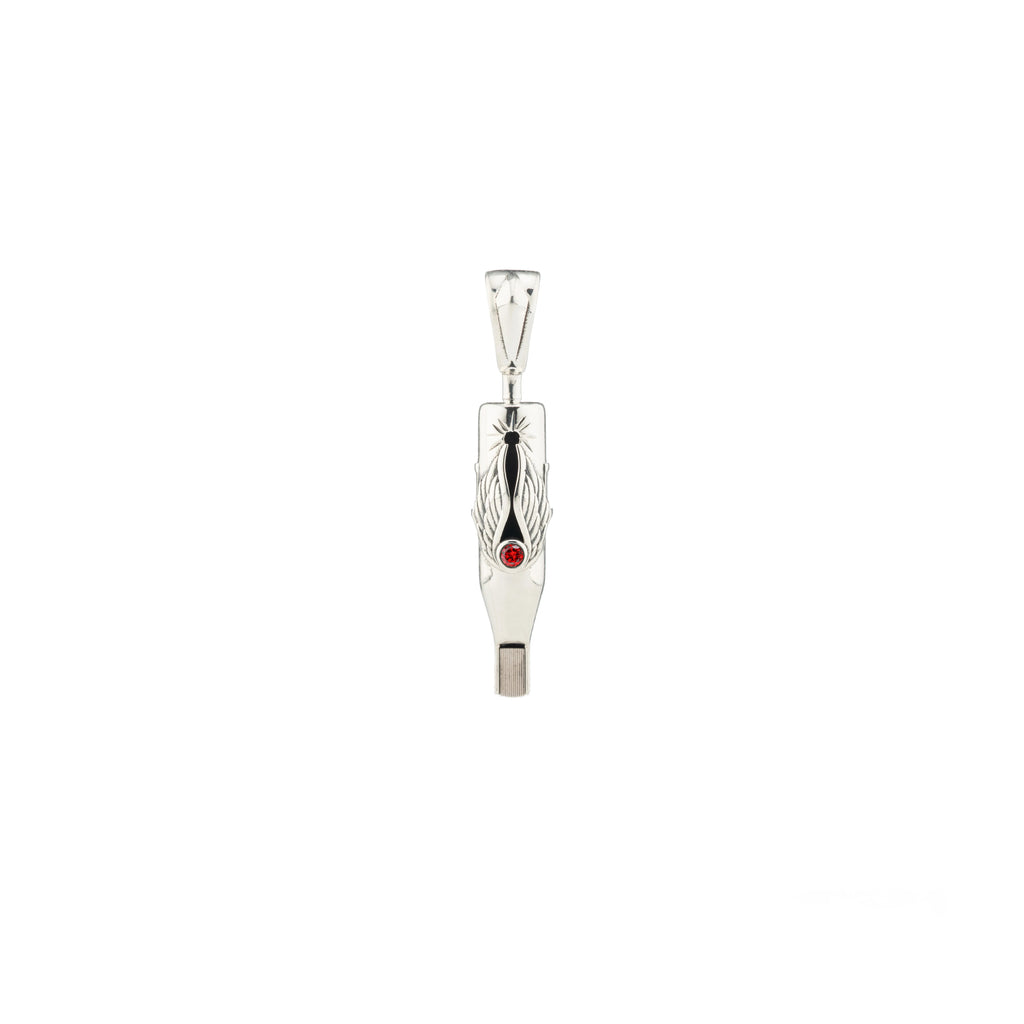 Tiny Wings Birthstone Tattoo Pendant Magnum - Round Gem Silver