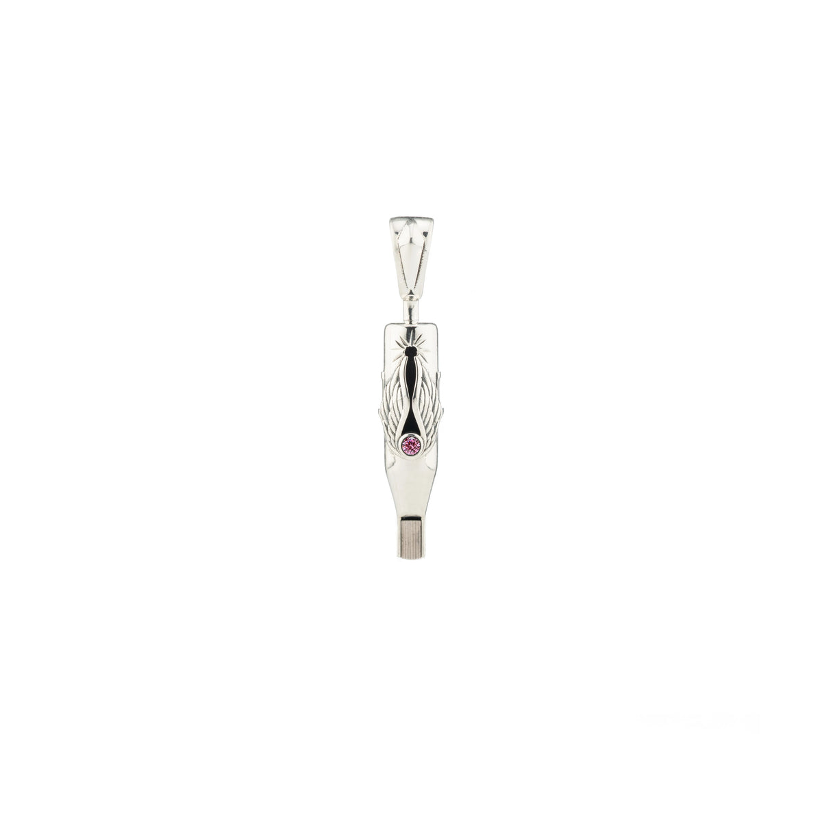 Tiny Wings Birthstone Tattoo Pendant Magnum - Round Gem Silver
