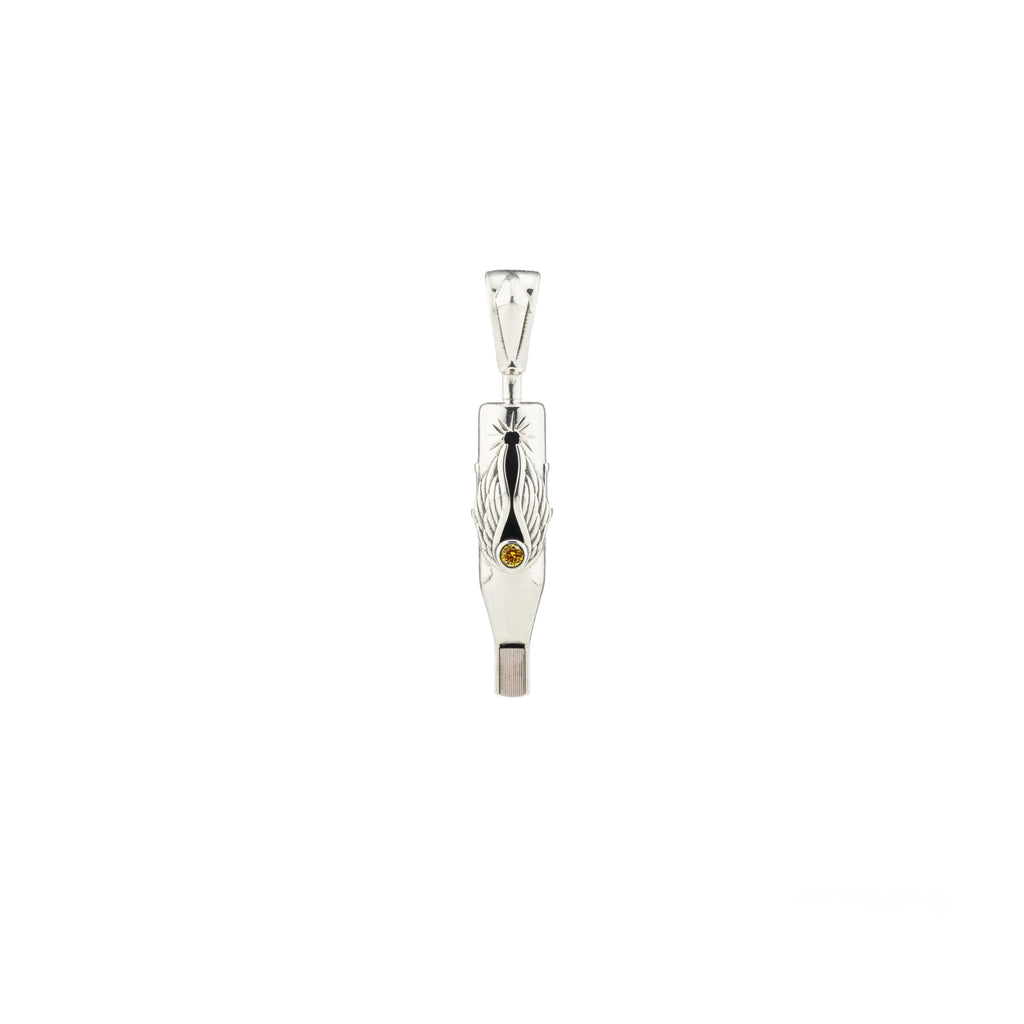 Tiny Wings Birthstone Tattoo Pendant Magnum - Round Gem Silver