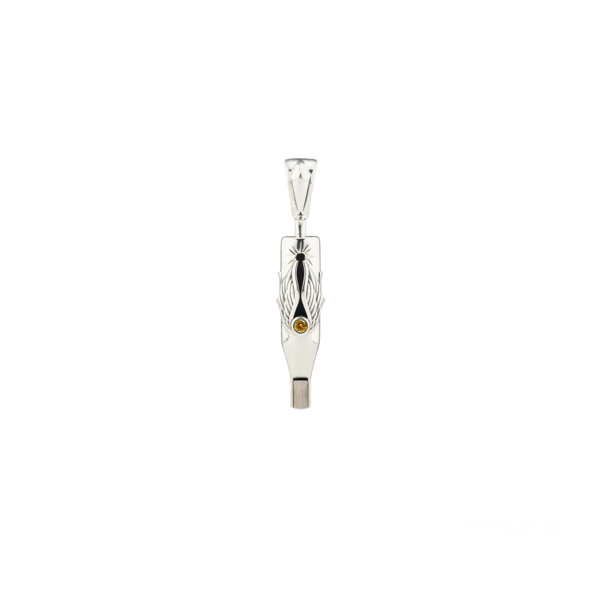Tiny Wings Birthstone Tattoo Pendant Magnum - Round Gem Silver