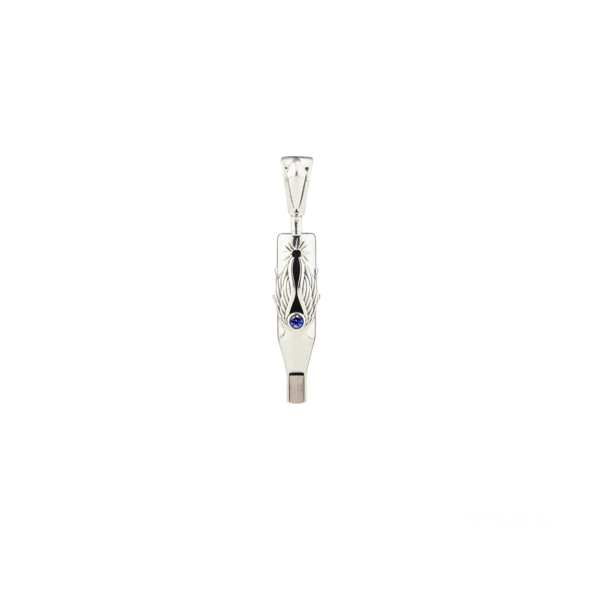 Tiny Wings Birthstone Tattoo Pendant Magnum - Round Gem Silver