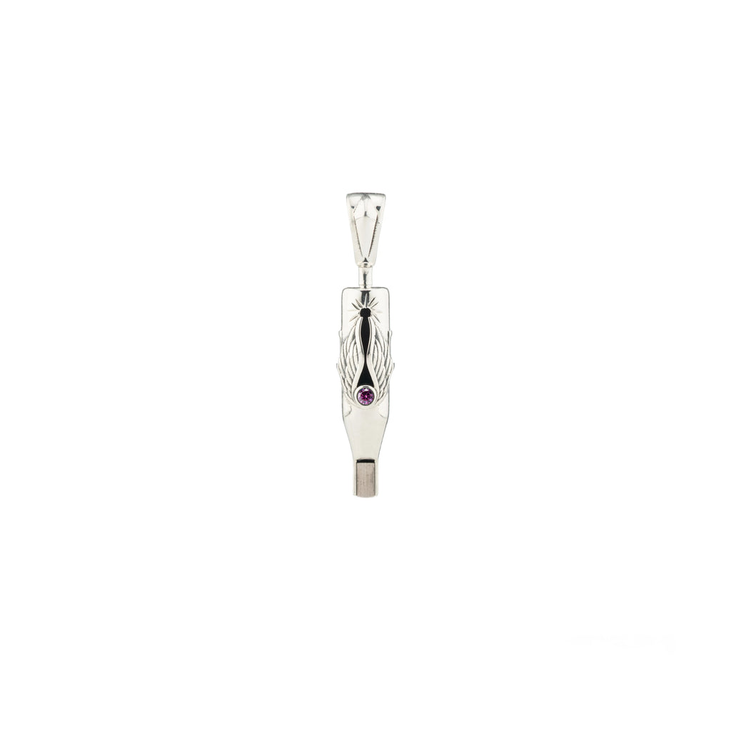 Tiny Wings Birthstone Tattoo Pendant Magnum - Round Gem Silver