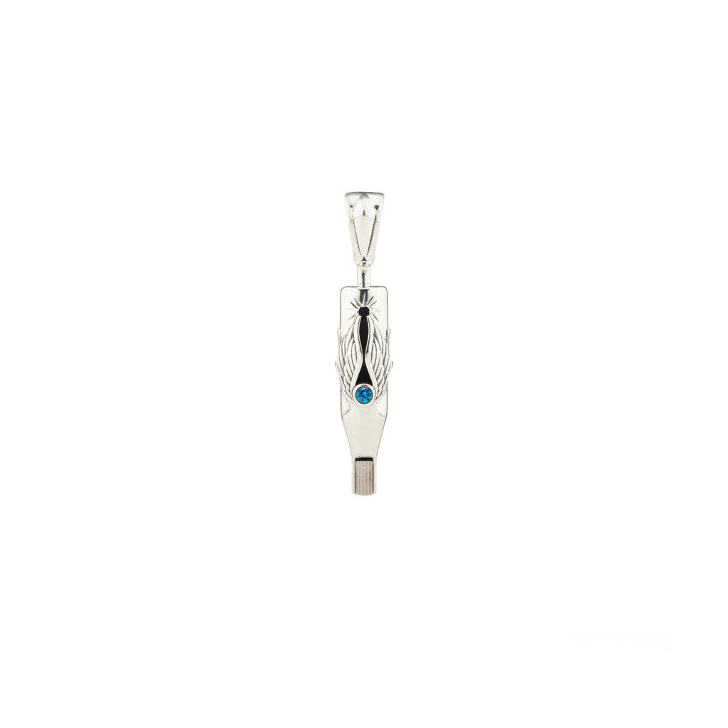Tiny Wings Birthstone Tattoo Pendant Magnum - Round Gem Silver