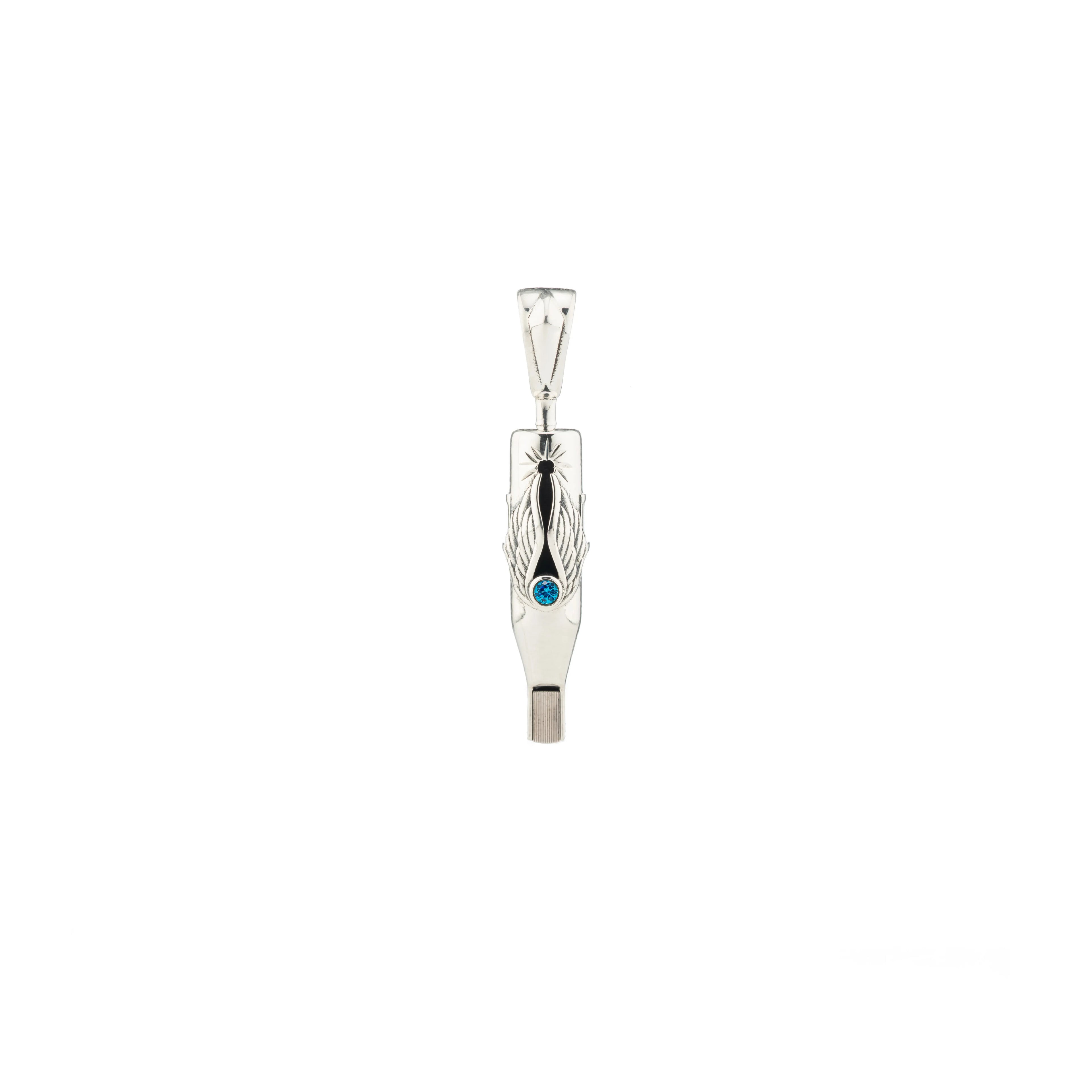Tiny Wings Birthstone Tattoo Pendant Magnum - Round Gem Silver
