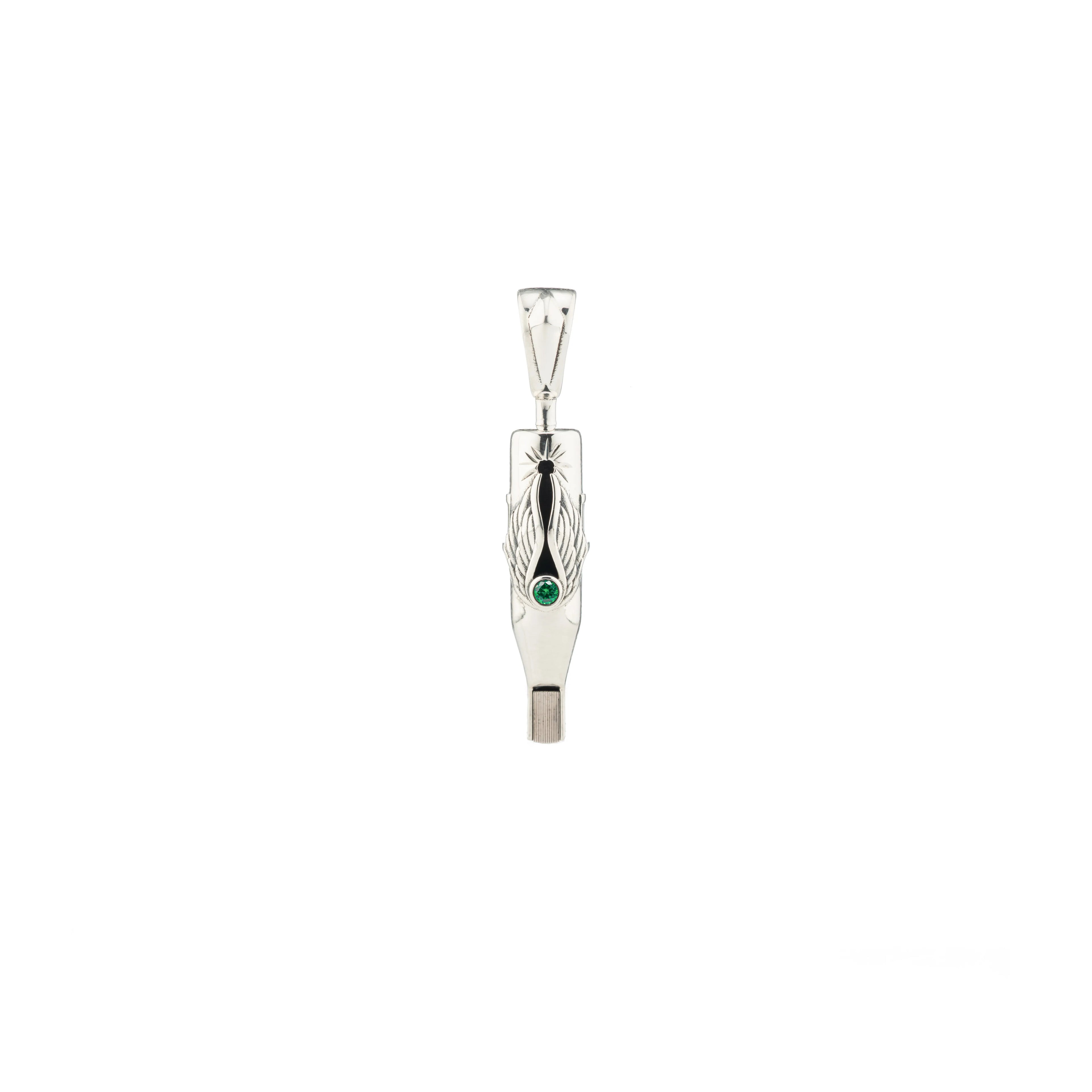 Tiny Wings Birthstone Tattoo Pendant Magnum - Round Gem Silver