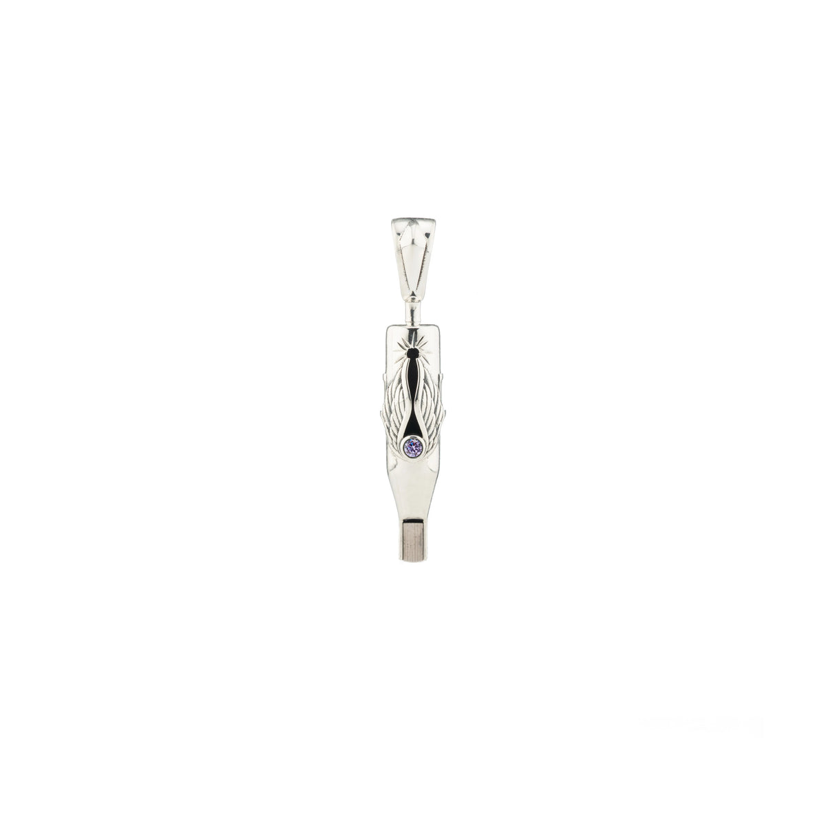 Tiny Wings Birthstone Tattoo Pendant Magnum - Round Gem Silver