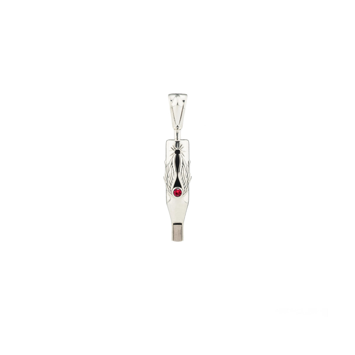 Tiny Wings Birthstone Tattoo Pendant Magnum - Round Gem Silver