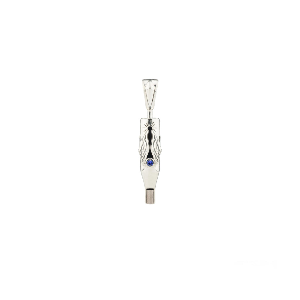 Tiny Wings Birthstone Tattoo Pendant Magnum - Round Gem Silver