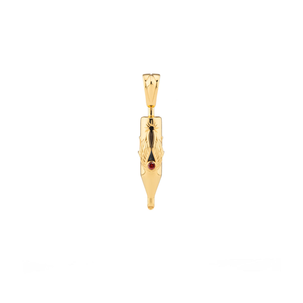 Tiny Wings Birthstone Tattoo Pendant Round Liner - Round Gem Gold Plated
