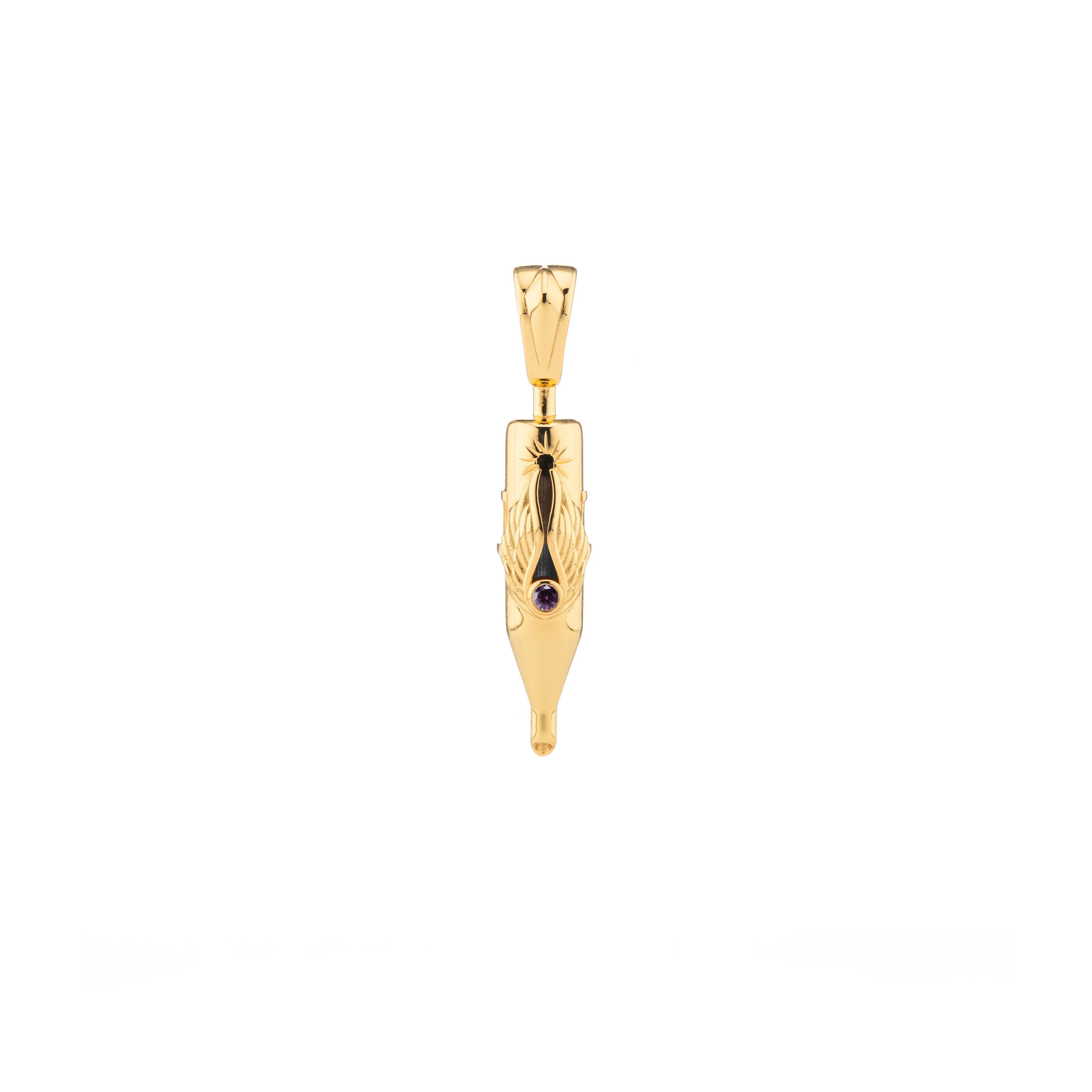 Tiny Wings Birthstone Tattoo Pendant Round Liner - Round Gem Gold Plated