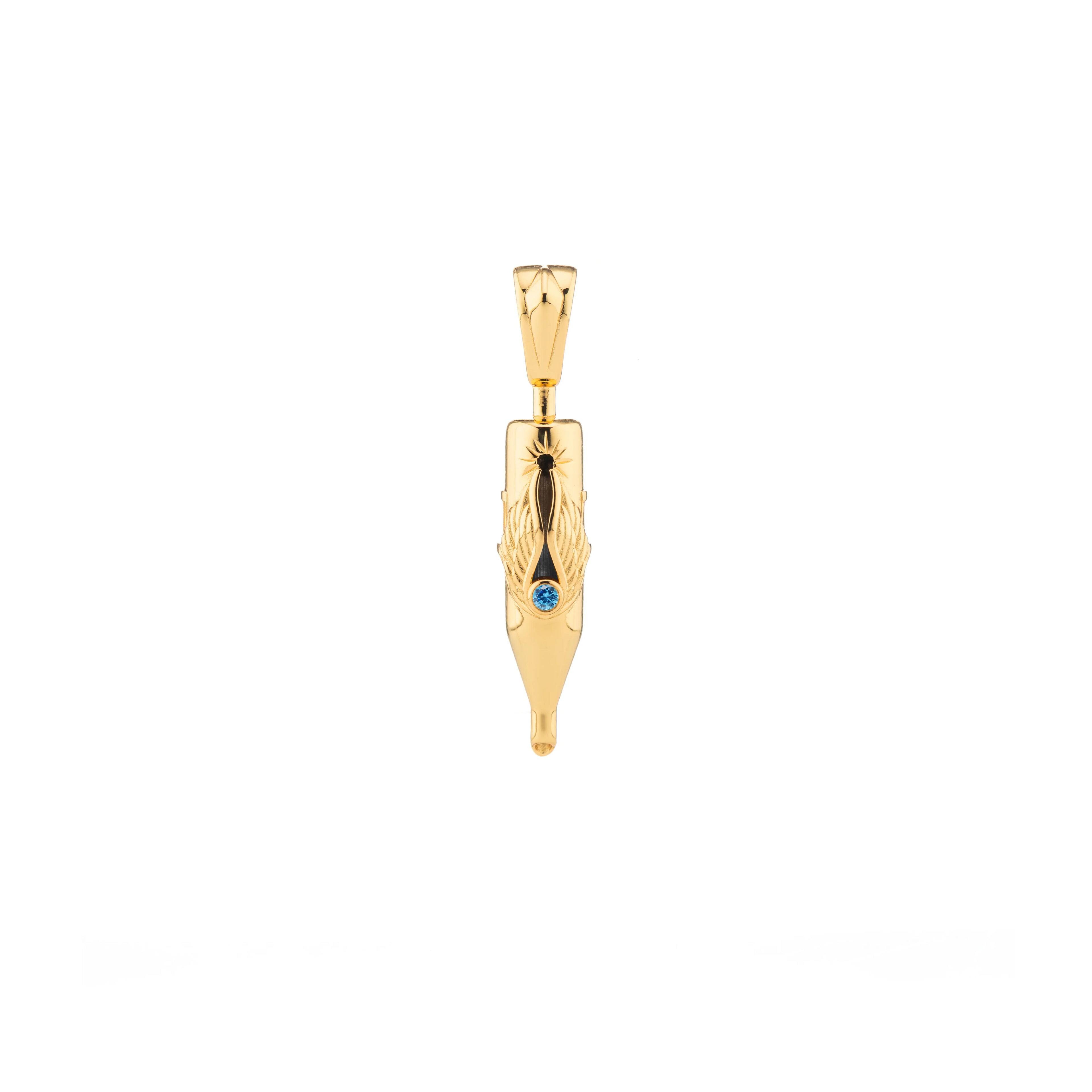 Tiny Wings Birthstone Tattoo Pendant Round Liner - Round Gem Gold Plated