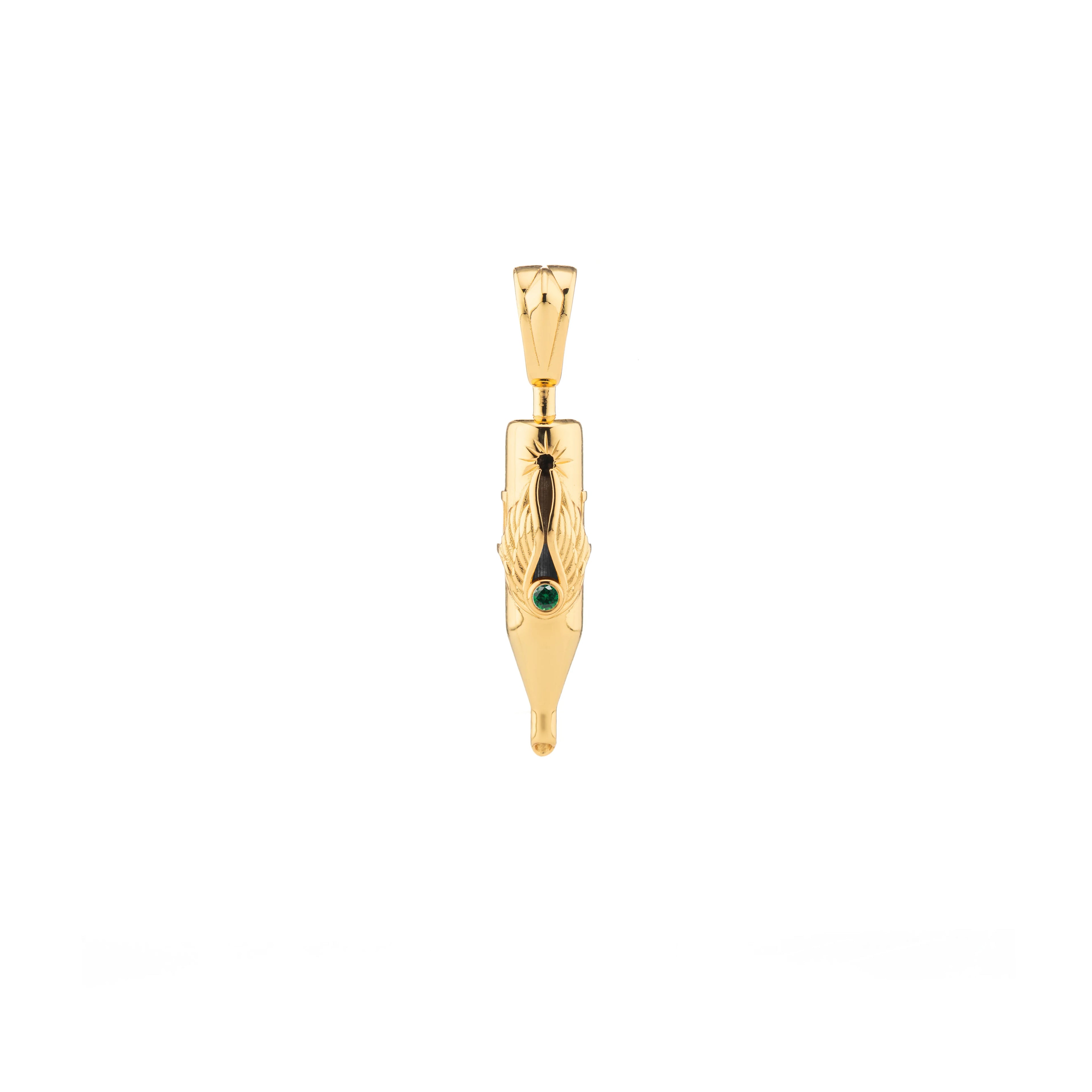 Tiny Wings Birthstone Tattoo Pendant Round Liner - Round Gem Gold Plated