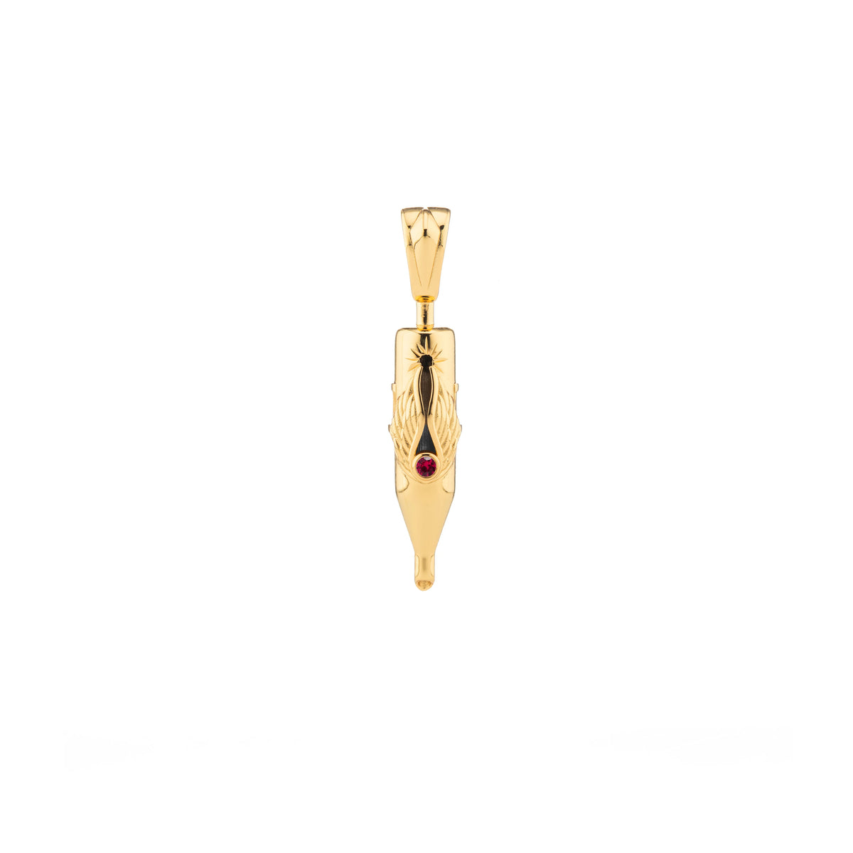 Tiny Wings Birthstone Tattoo Pendant Round Liner - Round Gem Gold Plated