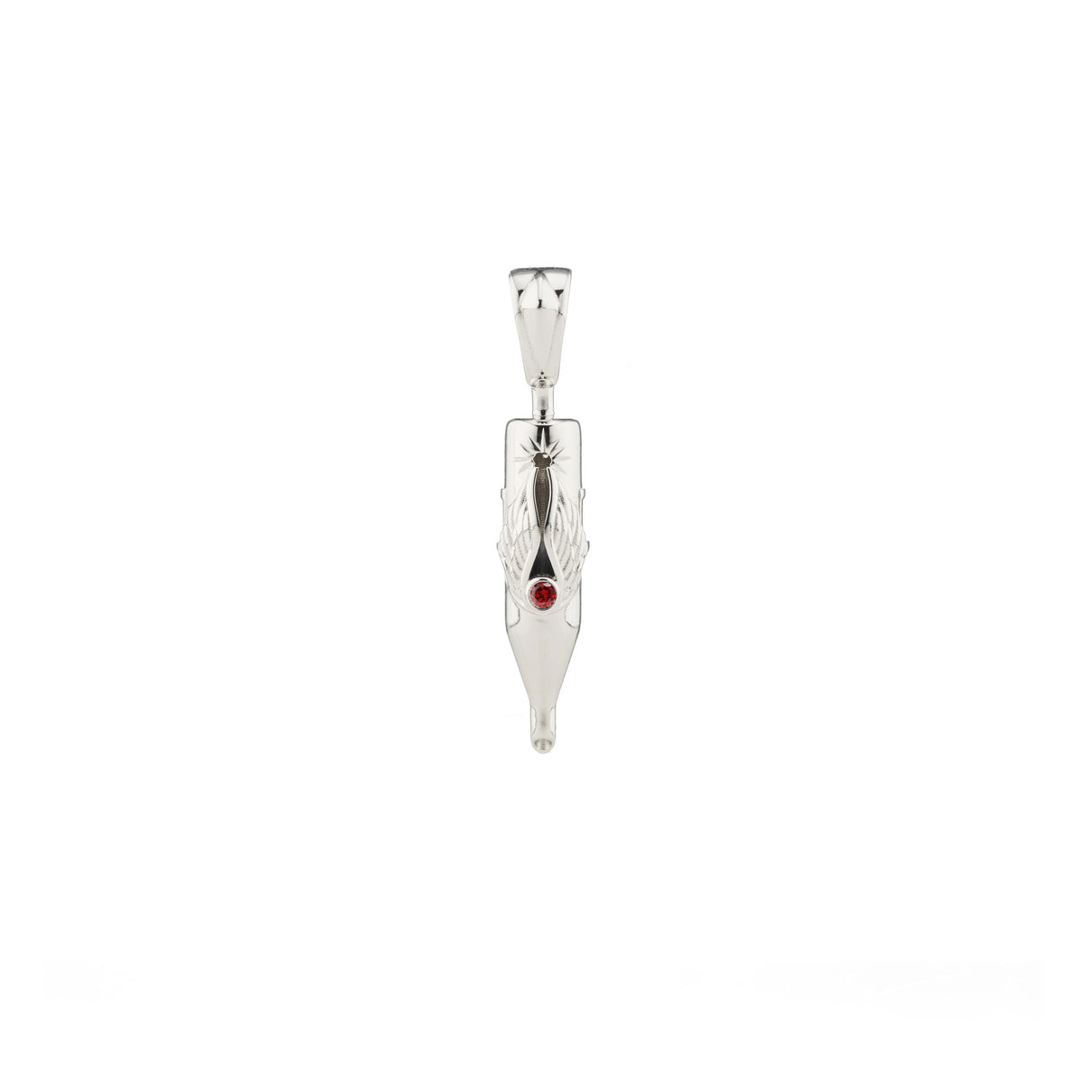 Tiny Wings Birthstone Tattoo Pendant Round Liner - Round Gem Silver