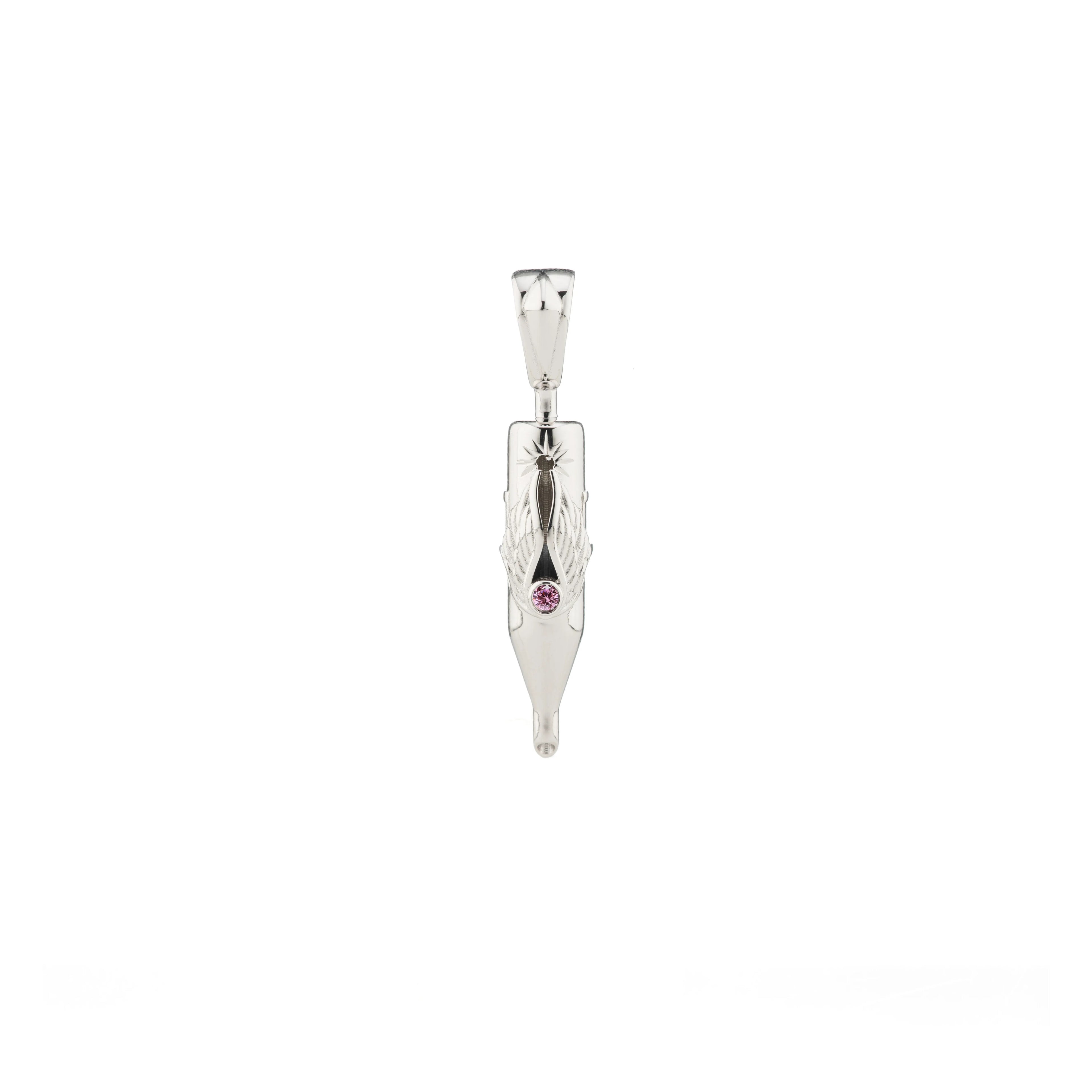 Tiny Wings Birthstone Tattoo Pendant Round Liner - Round Gem Silver