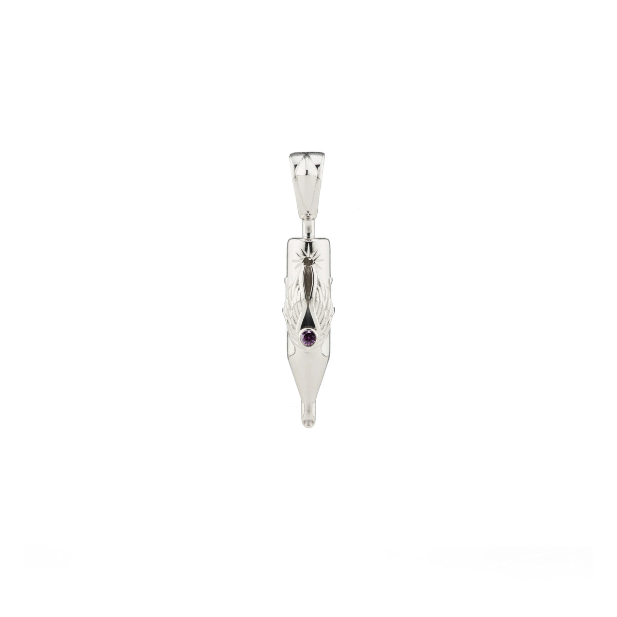 Tiny Wings Birthstone Tattoo Pendant Round Liner - Round Gem Silver
