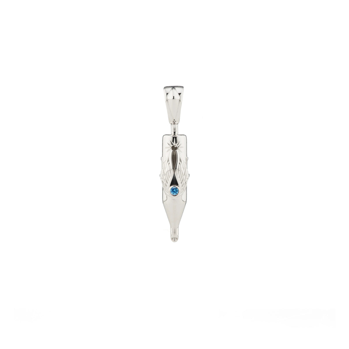 Tiny Wings Birthstone Tattoo Pendant Round Liner - Round Gem Silver