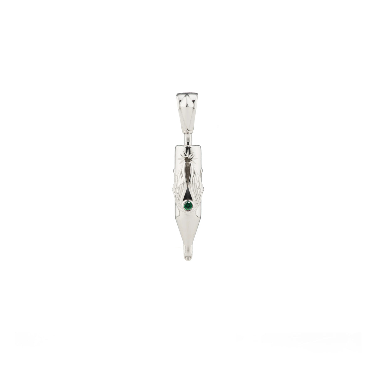 Tiny Wings Birthstone Tattoo Pendant Round Liner - Round Gem Silver
