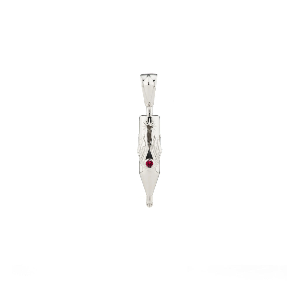 Tiny Wings Birthstone Tattoo Pendant Round Liner - Round Gem Silver