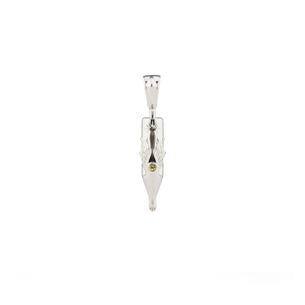 Tiny Wings Birthstone Tattoo Pendant Round Liner - Round Gem Silver