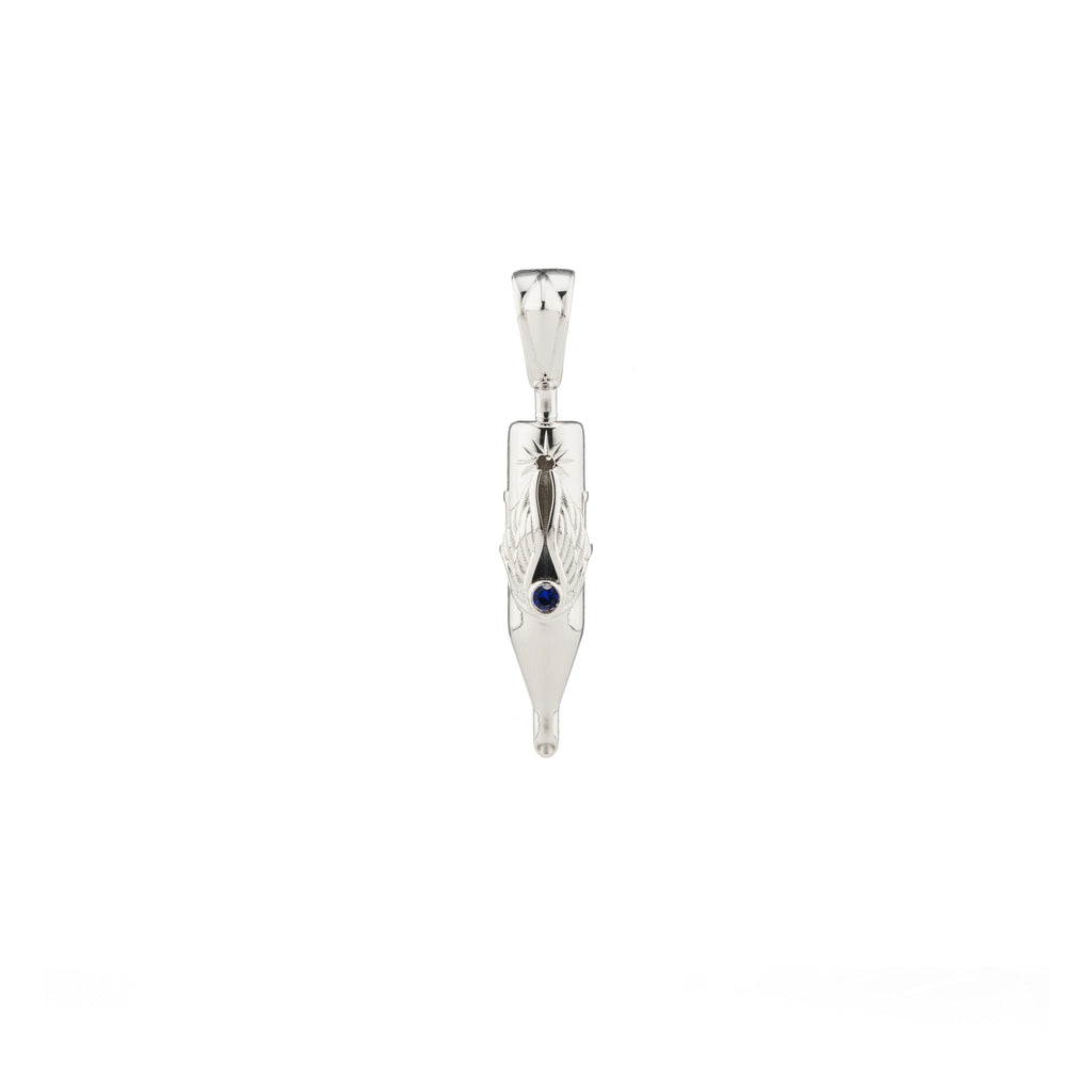 Tiny Wings Birthstone Tattoo Pendant Round Liner - Round Gem Silver